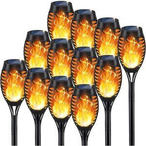 Solar Torch Light with Flickering Flame, 12Pack Solar Lights Outdoor
